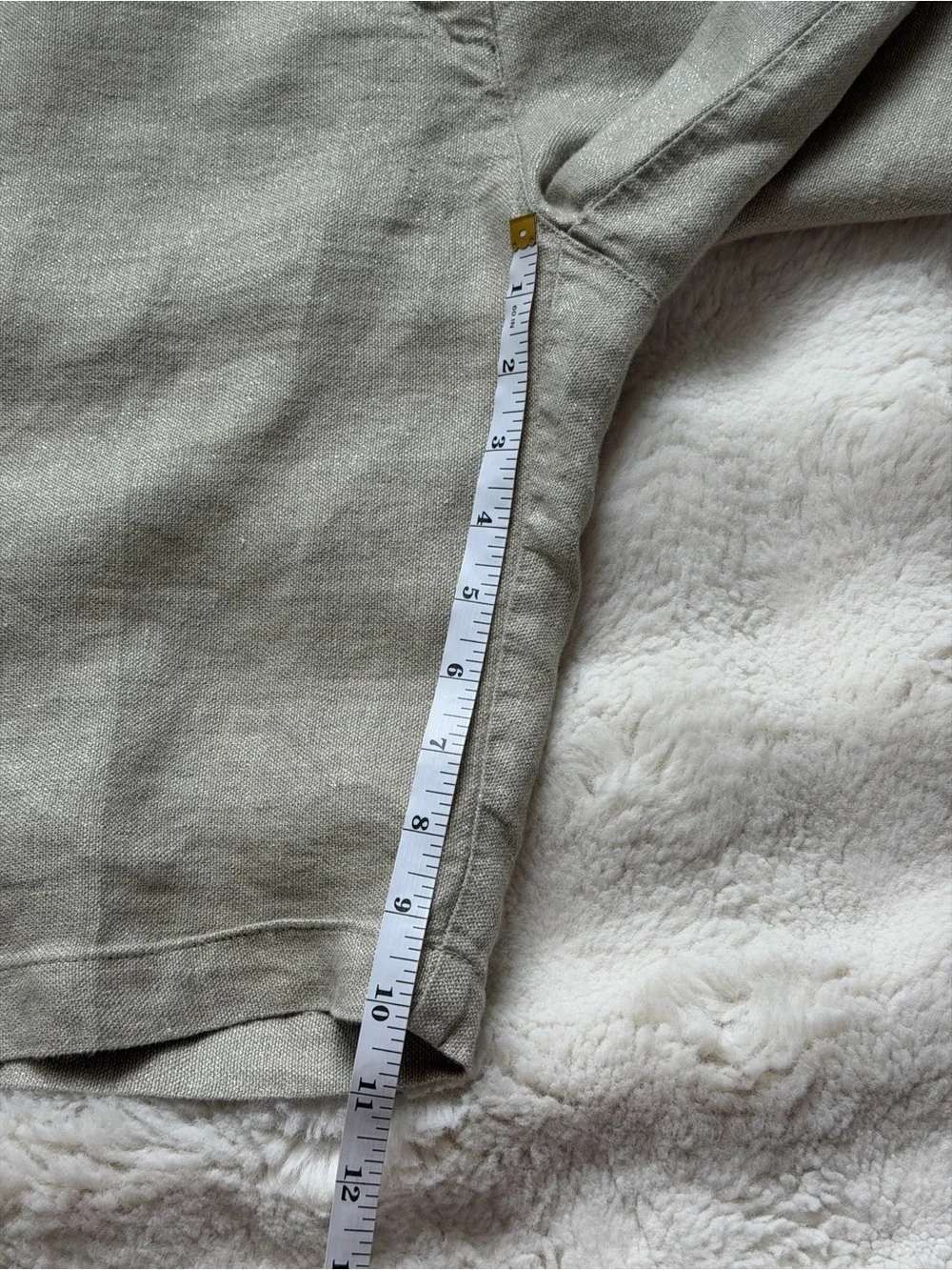 Eileen Fisher Neutral Beige Organic Linen Blend Shimmer Metallic Shorts ~ 8-10